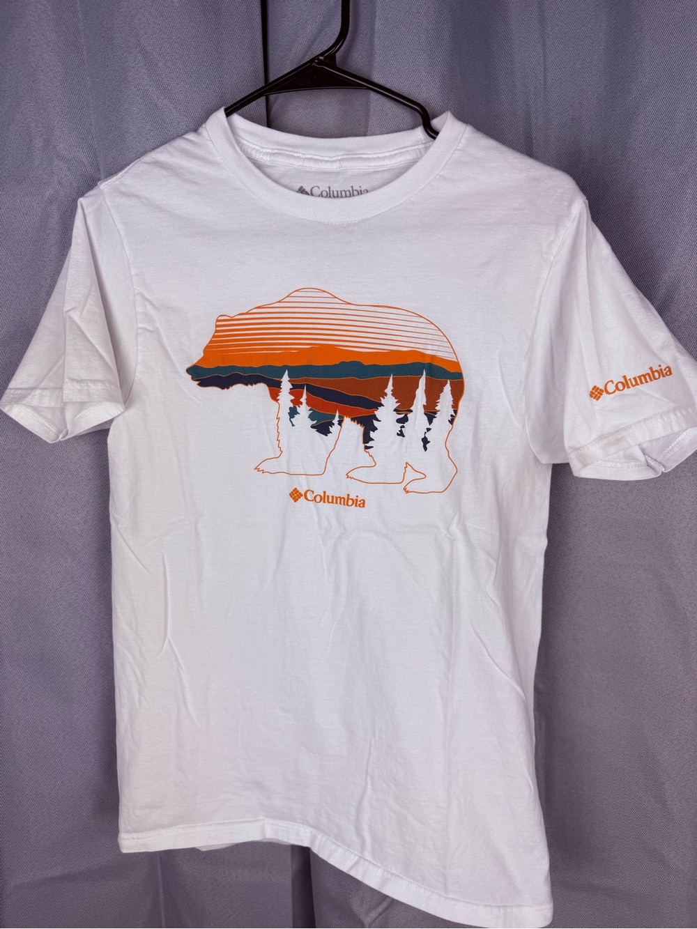 Columbia Bear Mountain Graphic T-Shirt Men’s Small White Outdoor Tee